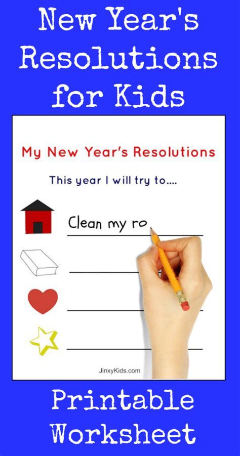 FREE Printable New Year's Resolutions Activity Sheet for Kids - Jinxy Kids