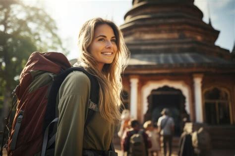 Premium AI Image | A traveler enjoying the place