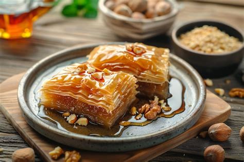 Traditional Pistachio Baklava Authentic Middle Eastern Dessert with ...