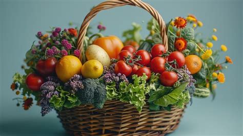 Premium Photo | Basket of fresh organic produce from a local farm ...