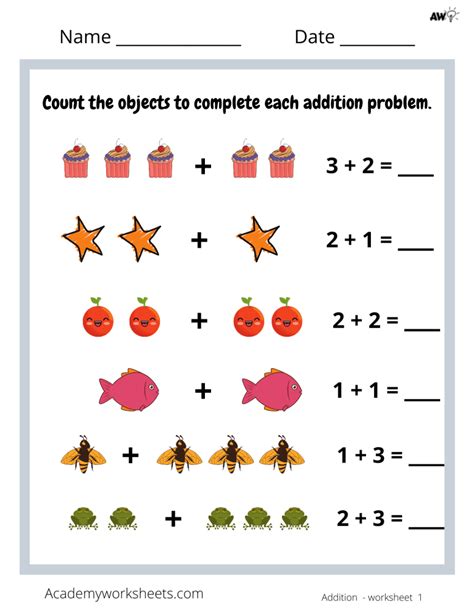 Addition Sums to 5 with Pictures - Academy Worksheets