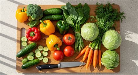 Fresh Organic Colorful Vegetables Neatly Arranged on a Wooden Cutting ...