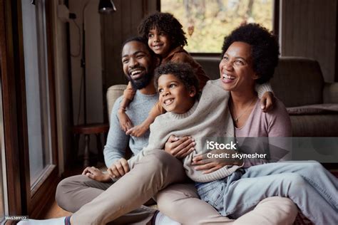 Happy Black Family Enjoying In Their Time At Home Stock Photo ...