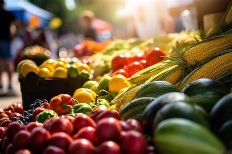 Premium AI Image | Colorful fresh produce at a bustling summer farmers ...