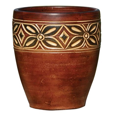 Floral Pot - Brown