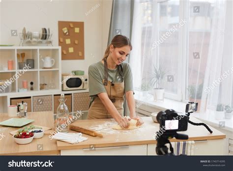 Food Blogger Cooking Kitchen Shooting Process Stock Photo 1740714395 ...
