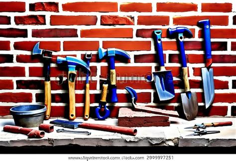 An Array of Essential Hand Tools Arranged Against a Brick Wall for ...