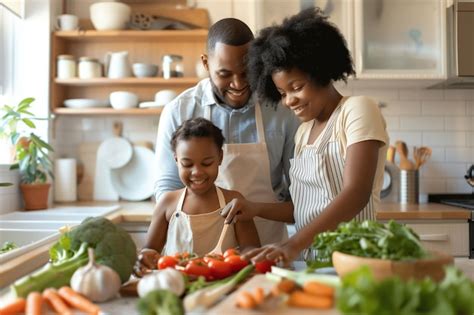 Premium Photo | Family Preparing Healthy Meal Together in Kitchen