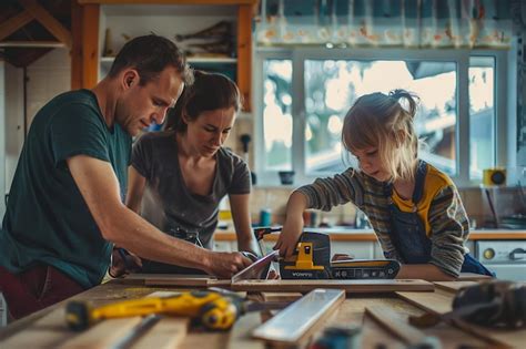 Family working together on home renovation | Premium AI-generated image