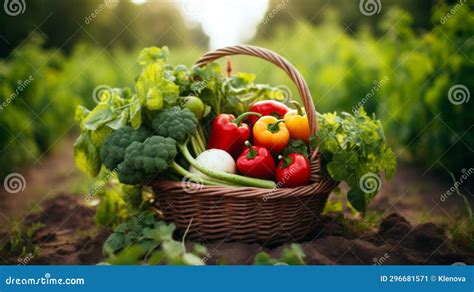 Summer Home Garden Harvest Basket of Organic Vegetables and Herbs with ...