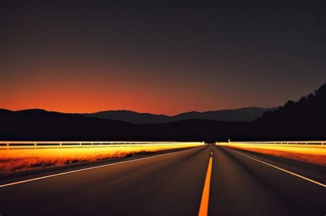 Premium AI Image | Long light view country road with white lines ...