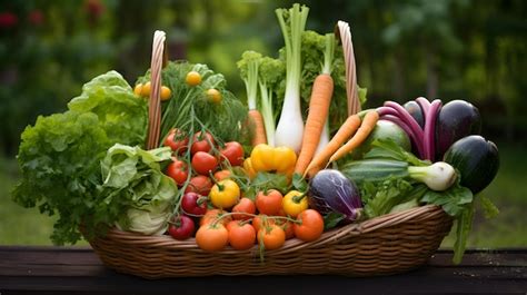 Premium AI Image | Fresh garden vegetables in a basket
