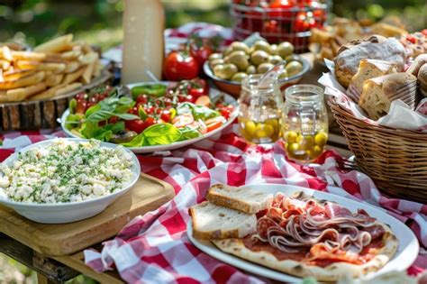 Rustic picnic spread with delicious delights | Premium AI-generated image
