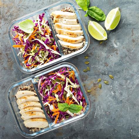 Premium Photo | Healthy meal prep containers with quinoa and chicken