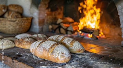 A rustic homemade bread oven with a roaring fire ready to bake fresh ...
