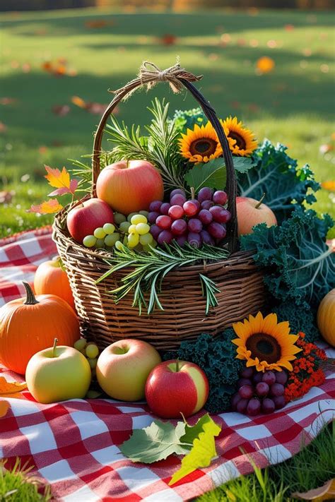 A Bountiful Harvest Basket with Seasonal Produce Stock Illustration ...