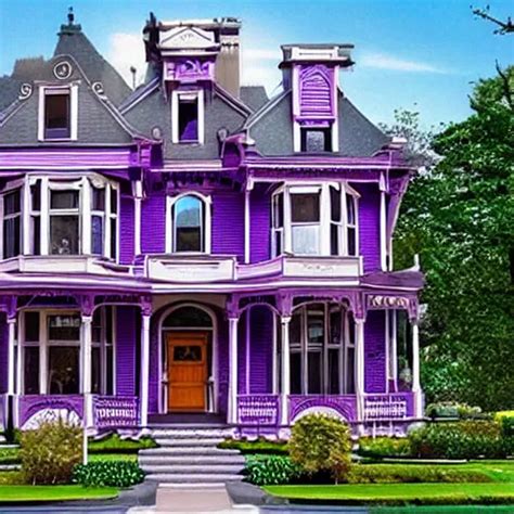 a four story Victorian style home, painted purple and | Stable Diffusion