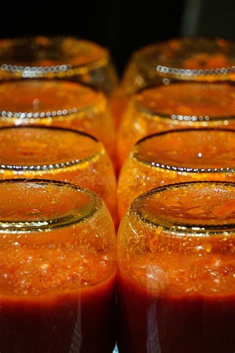 Tomato Sauce in the Jars Traditional Prep for the Winter Months Stock ...