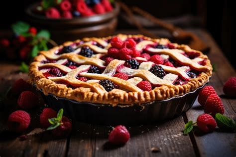 Premium Photo | Freshly baked homemade berry pie