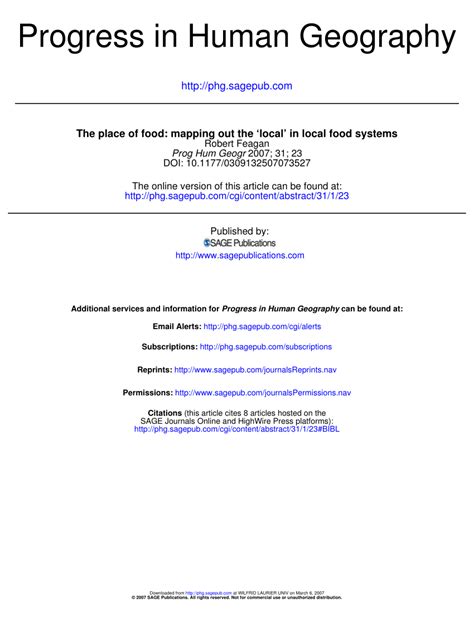 (PDF) The place of food: Mapping out the &#039;local&#039; in local food systems