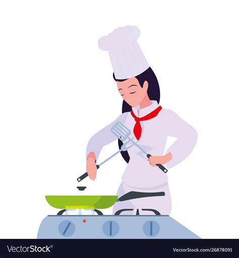 Woman chef food preparation cooking Royalty Free Vector