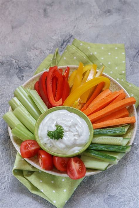 Platter of Assorted Fresh Vegetables with Dip Stock Photo - Image of ...