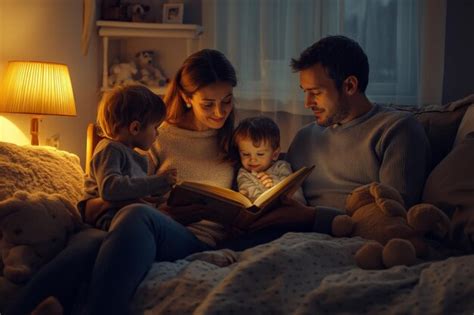 Family reading bedtime stories together | Premium AI-generated image