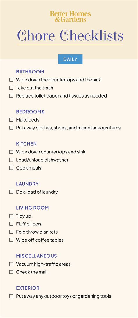 The Ultimate Chore List: Daily, Weekly, and Monthly Tasks to Follow
