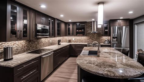Modern kitchen design with luxury appliances, elegant marble and ...