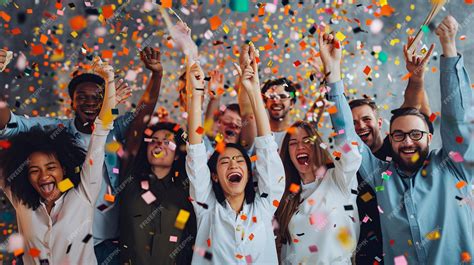 Premium Photo | Happy Diverse Employees Celebrating Success in Business