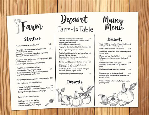 Farm to Table Menu Featuring Rustic Textures and Earthy Tones Se Menu ...