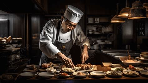 Chef Preparing A Dish In A Restaurant Background, Chef Serving Food, Hd ...