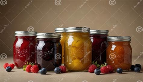 Colorful Jars of Homemade Preserves Stock Illustration - Illustration ...