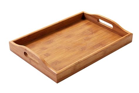 Juvale Bamboo Wood Serving Tray with Handles for Breakfast in Bed ...
