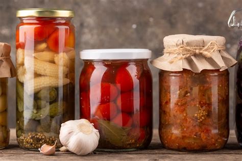 Free Photo | Delicious preserved food in jars arrangement