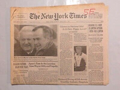 The New York Times 1993 January 4 Bush Yeltsin Clinton Balkan Japan ...
