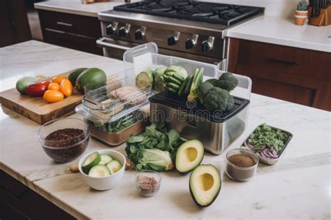 Meal Prep Station with Ingredients, Equipment, and Tools for Making ...
