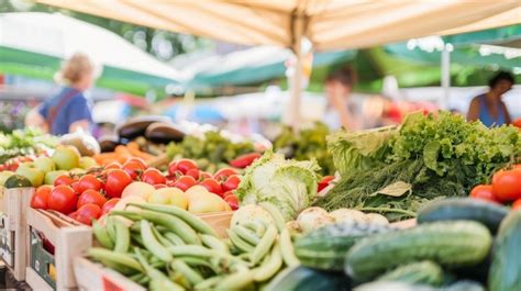 Premium Photo | Bustling Farmers Market with Colorful Organic Produce