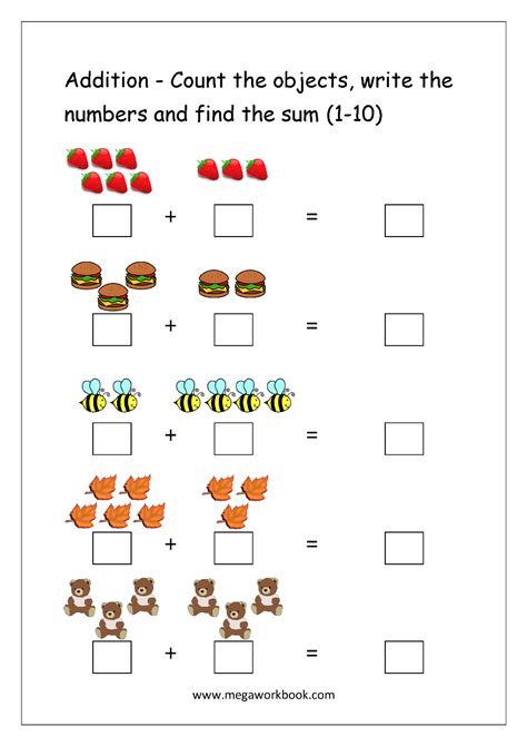 Free Printable Number Addition Worksheets (1-10) For Kindergarten And ...