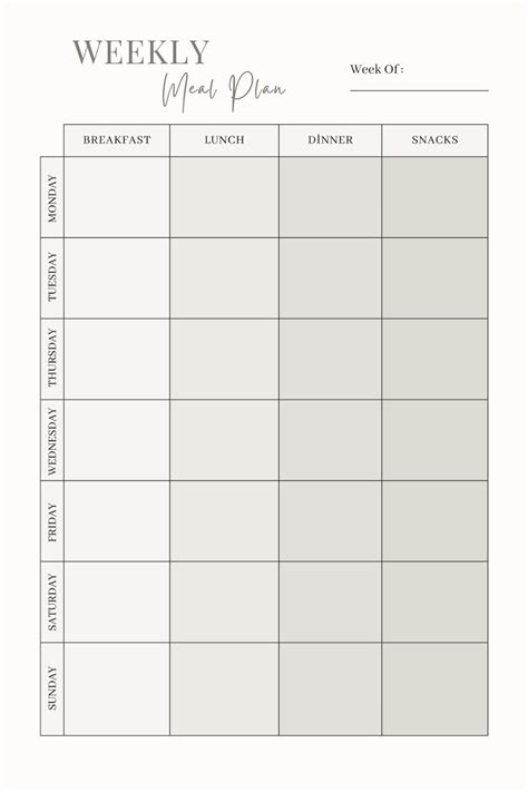 Printable Weekly Meal Plan | Printable AT A GLANCE