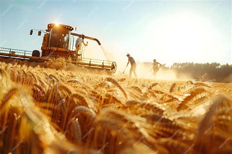 Premium Photo | Team of workers harvesting crops in a sunny field ...