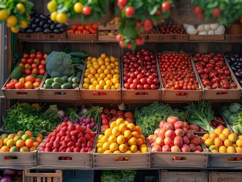 Premium Photo | A display of fresh organic produce like fruits and ...