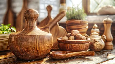 Premium Photo | Traditional Kitchen with Wooden Background Rustic Food ...