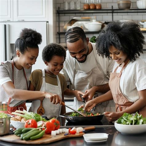 Kitchen Harmony Multiethnic Family Cooking Together | Premium AI ...