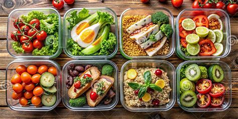 Healthy Lunch Prep 7 Glass Containers with Vegetables, Fruits, and ...