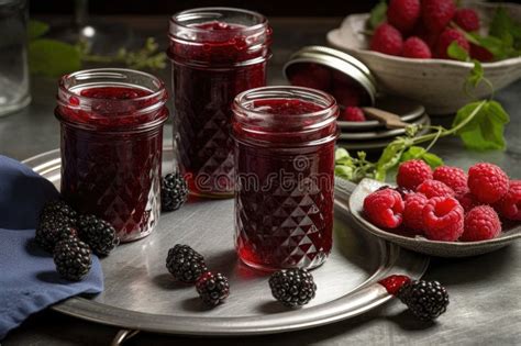 Jar of Homemade Berry Jam, Ready To Be Enjoyed on Toast or Scones Stock ...