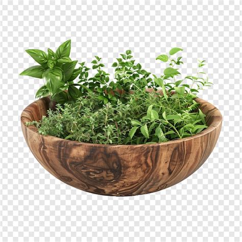 Fresh Herbs in Wooden Bowl | Premium AI-generated PSD