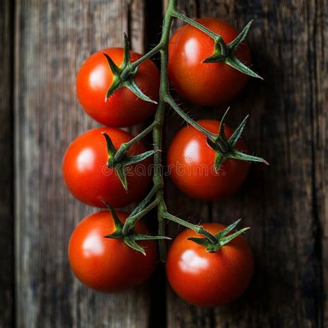 Ripe Red Tomatoes on a Vine with Green Stems Stock Illustration ...
