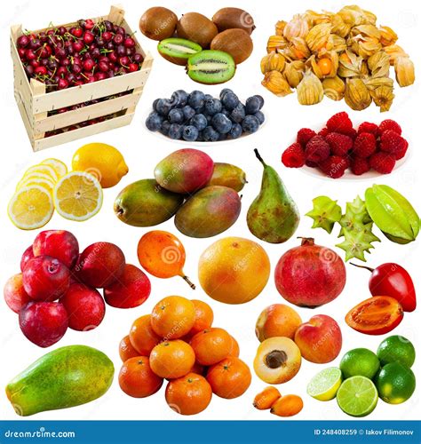 Set of Assorted Fruits Isolated on White Stock Image - Image of ...