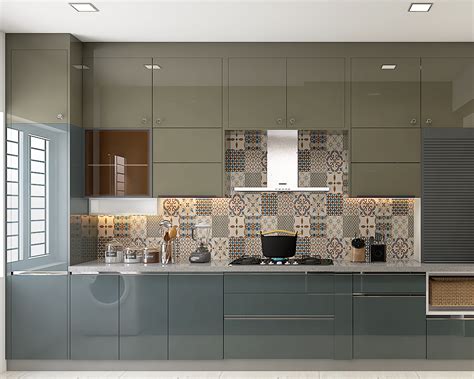 Modern Spacious Kitchen Design Idea With Glossy Laminates | Livspace